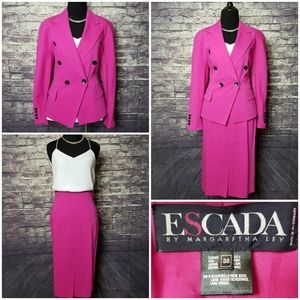 ESCADA 38 US 8 DOUBLE BREASTED 2 PIECE SKIRT SUIT
